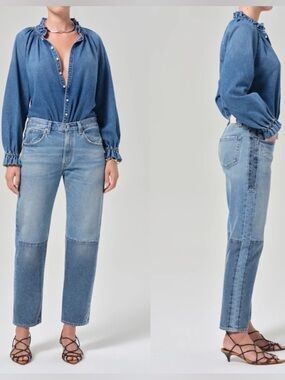 Citizens of Humanity Rework Winslow Boyfriend Jeans 28 Colorblock Patchwork 2268